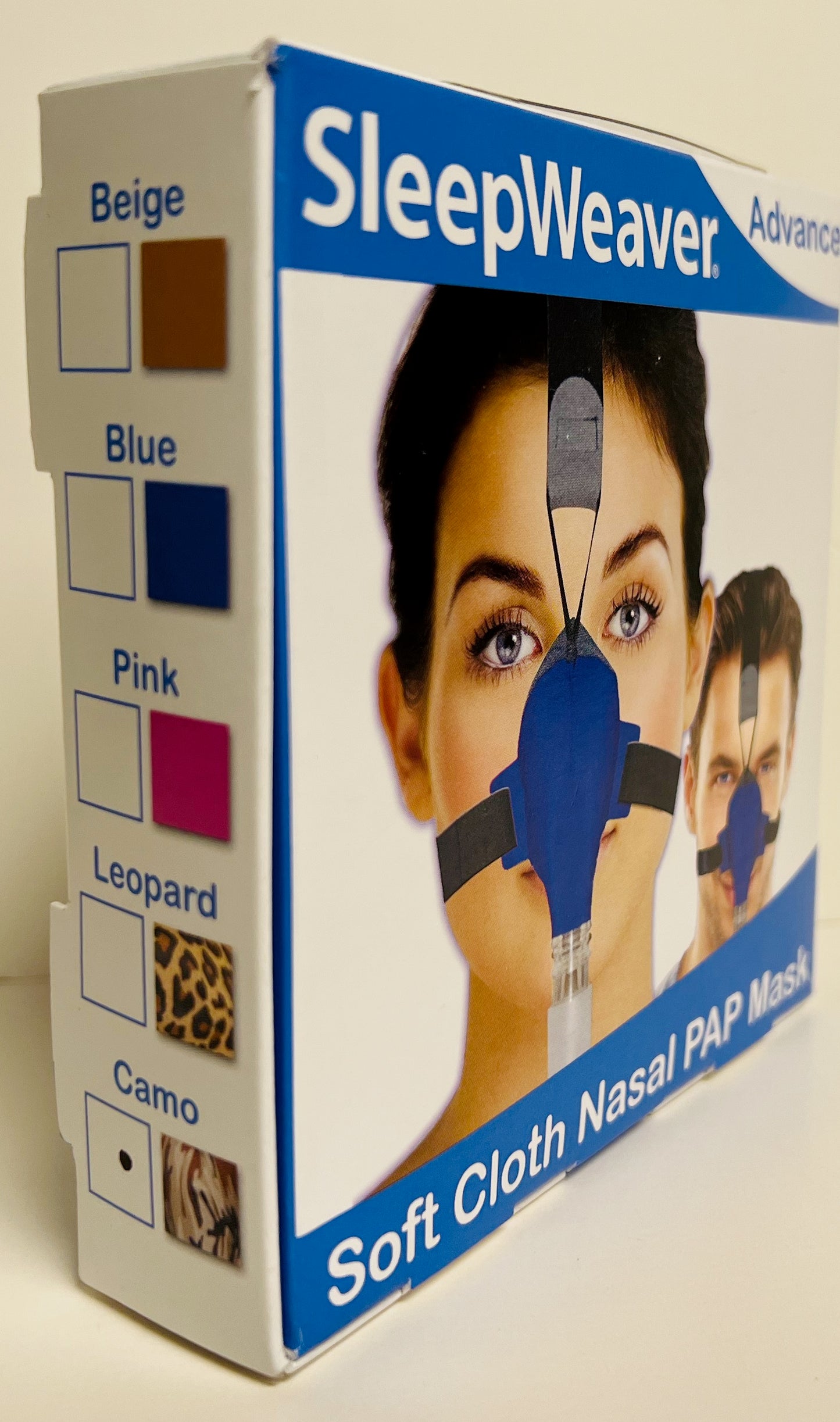 Circadiance SleepWeaver® Advance Nasal Mask and Headgear, Camouflage - Side view of package