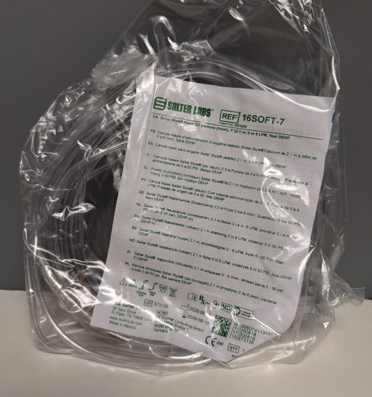 SunMed Salter Labs Nasal Cannula, Soft, 7ft, Adult, in package with label