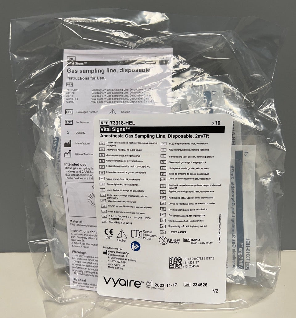 Vital Signs Anesthesia Gas Sampling Line, 7 Ft. – Tri-Med Medical ...