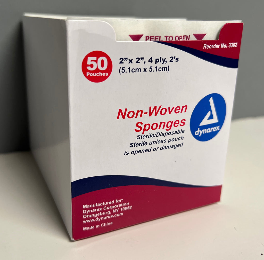 Dynarex Sterile NonWoven 2x2 Gauze, 4Ply Price Reduced for Clearan