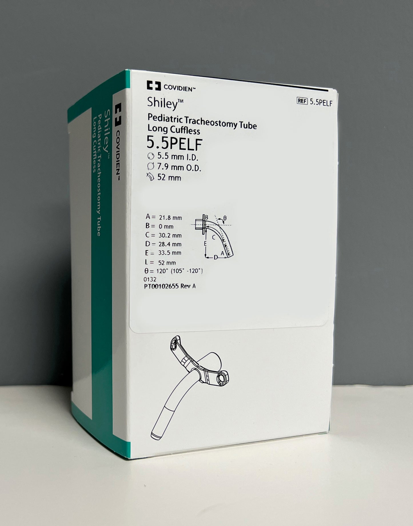 Shiley 5.5 PELF Pediatric Tracheostomy Tube, Long Cuffless