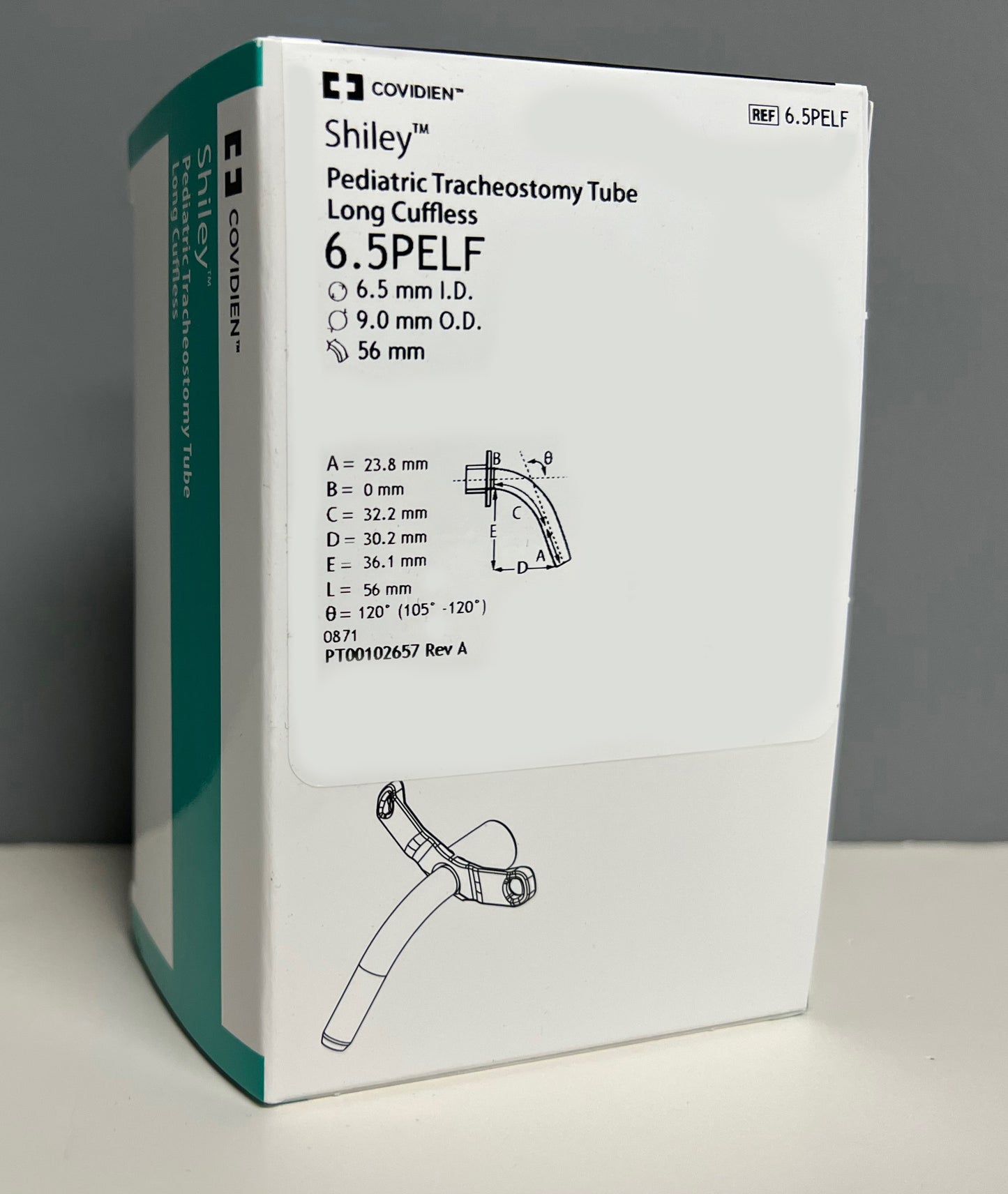 Shiley 6.5 PELF Pediatric Tracheostomy Tube, Long Cuffless